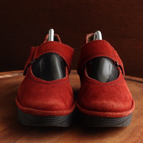 Fly London Shoes Womens SZ EU 38 US 7.5-8 Red Lato Mary Jane Wedge Suede Comfort - Picture 3 of 13